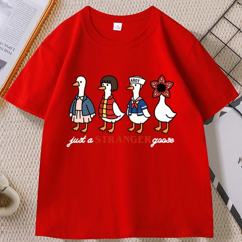 Just A Stranger Goose T-Shirt for Men Funny Goose Parody T Shirt Graphic Tee Trendy TV Series Cotton Short Sleeve Tops