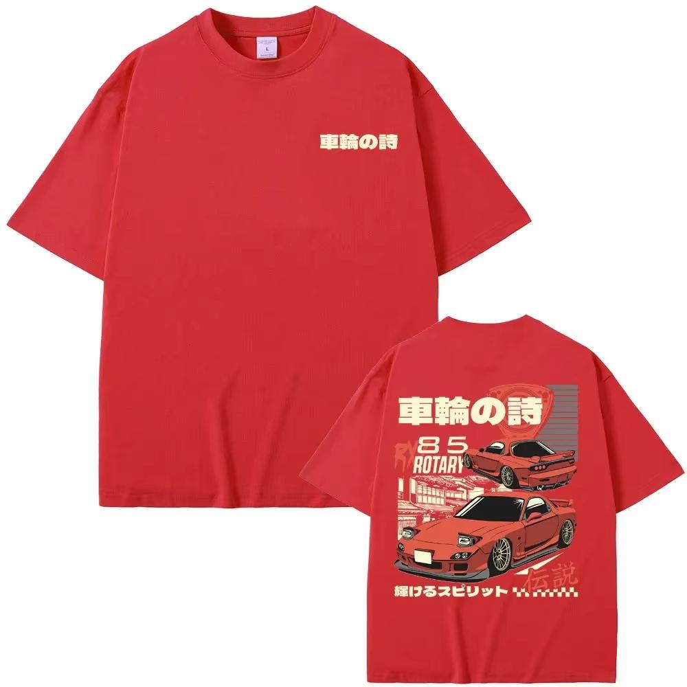 Футболка Anime Initial D Drift AE86 с двухсторонним принтом 2025 года RX-7 R34 Skyline GTR JDM мужские винтажные футболки Harajuku большого размера