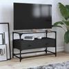VidaXL TV Stand and Black Glass Top 80x35x51 Cm Engineered Wood, TV Stand, Media Cabinet, HiFi Cabinet, TV Unit, 846059