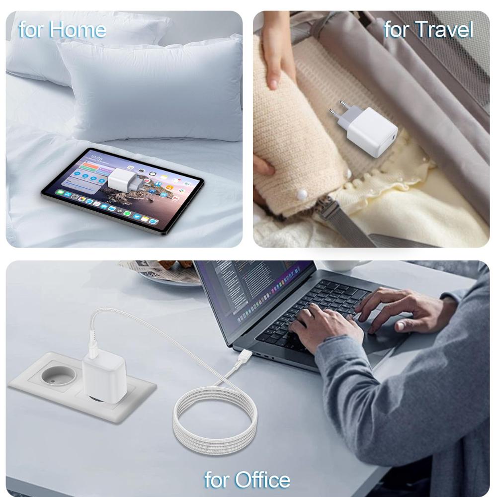 2 Pack 20W PD USB-C Wall Charger, Fast Charging Adapter for Smartphones Tablets Earbuds