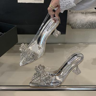 Летние новые модные сандалии с бисером, прозрачные, красивые, не утомляющие, на прозрачном высоком каблуке