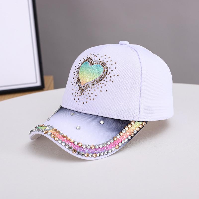 New women's fashion casual love diamond-encrusted denim baseball cap outdoor sports versatile face small baseball cap tide