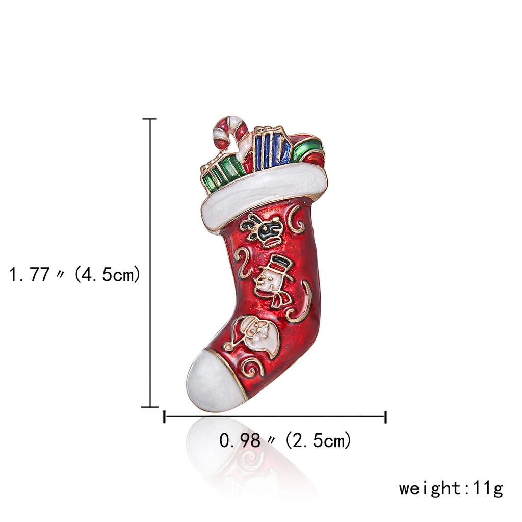 Rinhoo Enamel Christmas Crutch Brooches Pins Rhinestone Lucky Fruit Hat Glove Boot Sock Angel Sled Gift Box Badge New Year Gifts