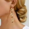 Elegant Fashion Shiny Glass Flower Female Romantic Charm Decor Bride Wedding Party Jewelry Trend Dangle Drop Earrings For Women