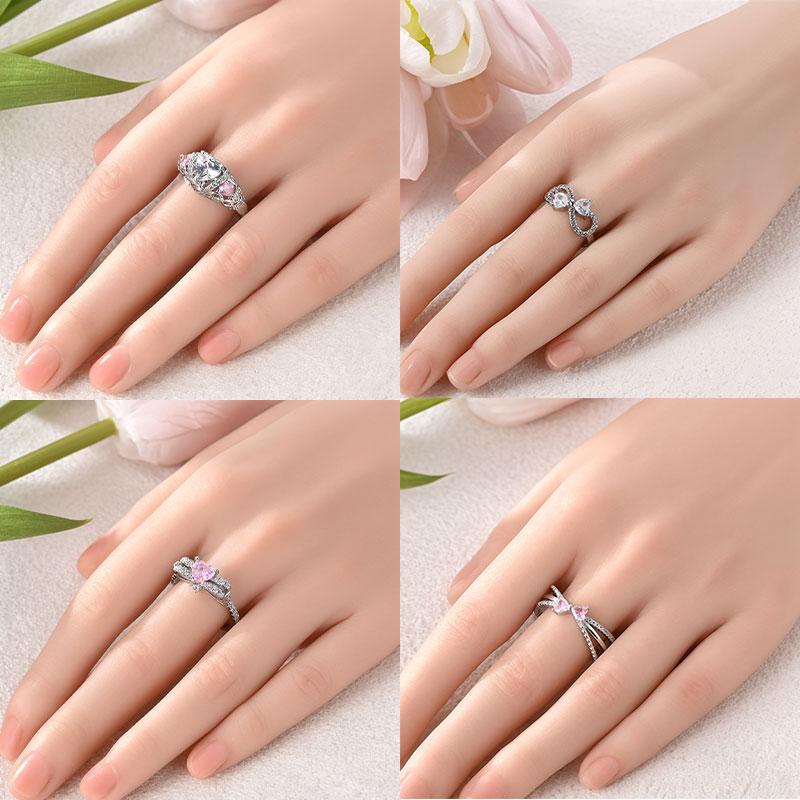 925 Silver Beautiful Stars and Moon Shining Sun Geometry Infinite Combination Ring Boutique Matching Gifts