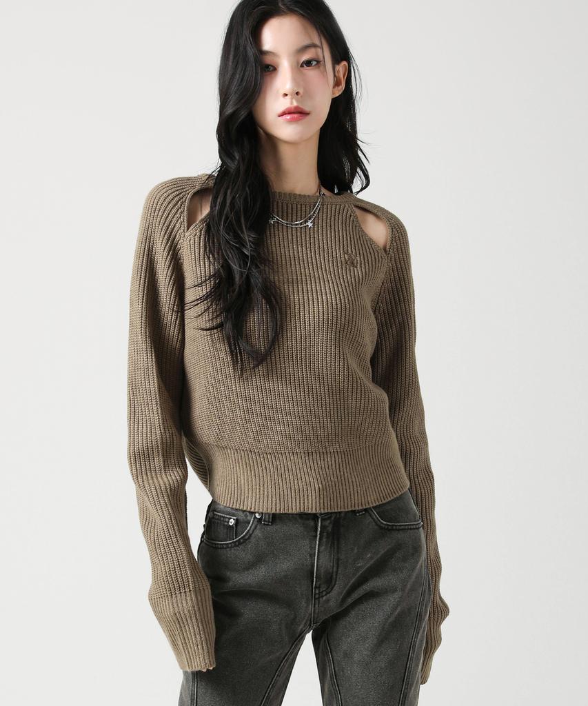 AVANDRESS Ribbed Cut-Out Knit Black