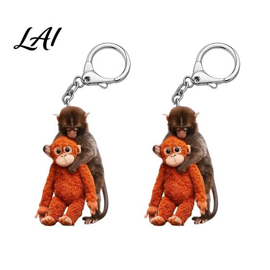 Durable Keychain Charm 2Pcs Punch Monkey Key Chain Pendant Exquisite Workmanship Wear-Resistant