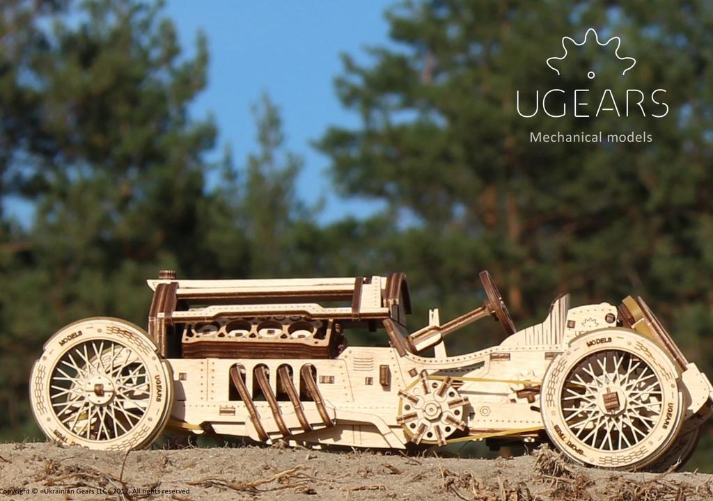 Ugears U-9 Гоночный автомобиль Гран-при 70044 Деревянный пазл-автомобиль для взрослых, не требующий клея или инструментов