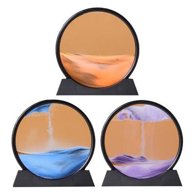 KX4B 10-дюймовая движущаяся песчаная художественная картина 3D морской песчаный пейзаж подвижный дисплей текучая песчаная рамка круглые стеклянные песочные часы фото подарки