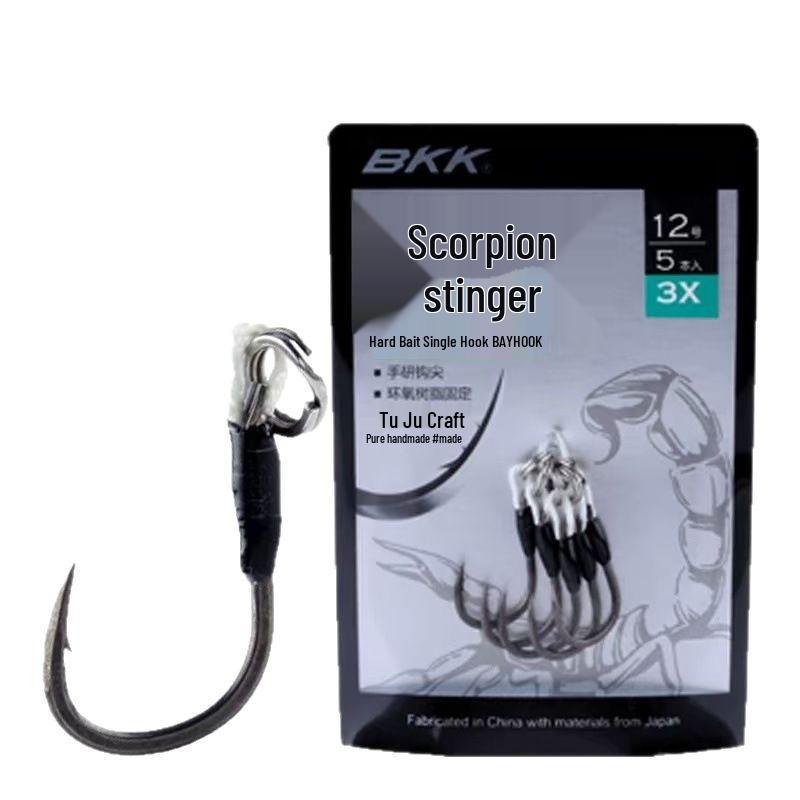 BKK Scorpion Needle Hand-Tied Iseama Jigging Hooks - Single Hook for Hard Bait Modification