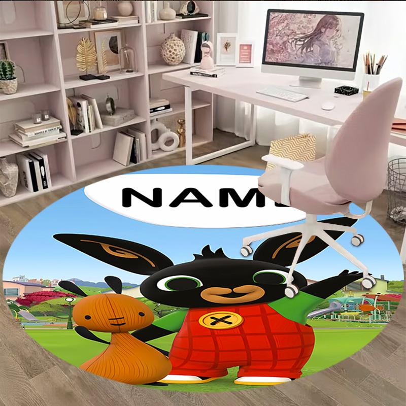 Customizable B-Bing Bunny3 Round Non-Slip Carpet - Ideal for Garden, Picnic, Office, Perfect for Decoration, Suitable For All Seasons