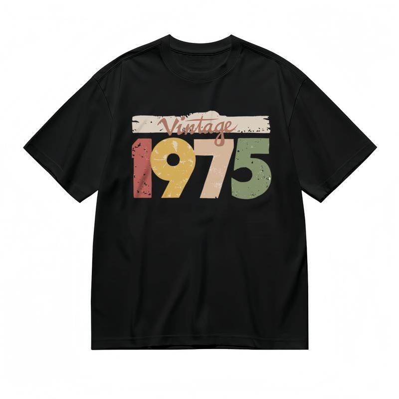 Women's All Season Fashion Classic T-Shirt Color Block 1975 Graphic Design Tee