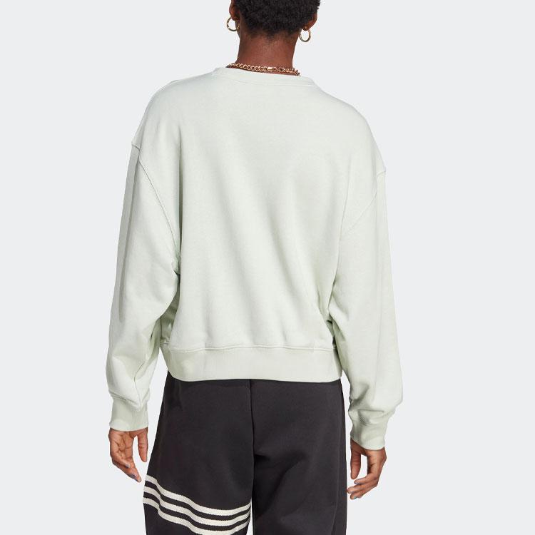adidas Свитшот с круглым вырезом и вышитым логотипом, женские топы, льняной-зеленый IC1823