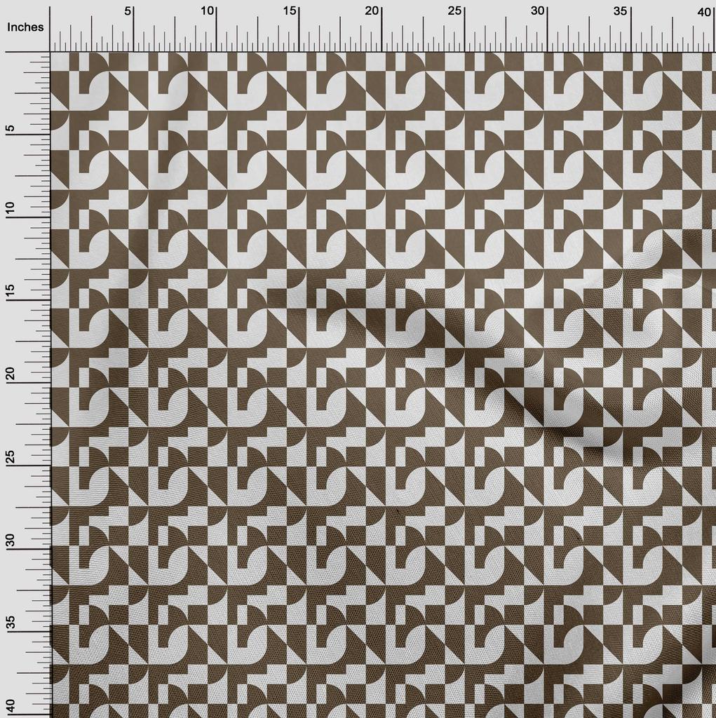 oneOone Cotton Flex Brown Fabric Geometrical Sewing Material Print Fabric By The Yard 40 Inch