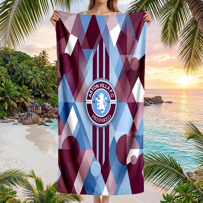 Aston Villa Football Beach Towel Soft Microfiber Summer Towel Quick Dry Absorbent Towel for Beach Swimming Pool Travel
