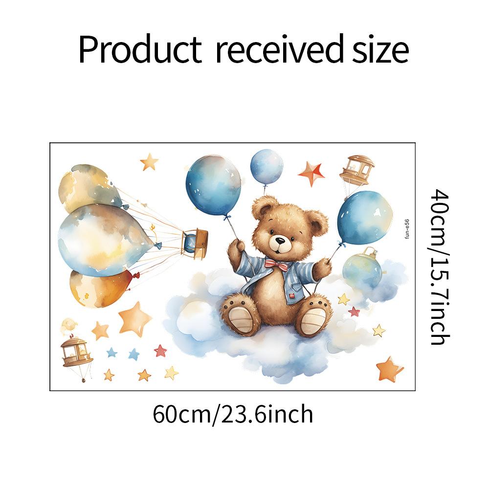 Наклейки на стену с изображением медведя, слона, воздушного шара, звезды, для детской комнаты, украшения фона спальни, самоклеящиеся наклейки на стену