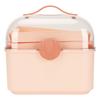 Ящик для хранения большой вместимости пыленепроницаемый портативный герметичный с ручками прозрачный многослойный органайзер для дома офиса розовый