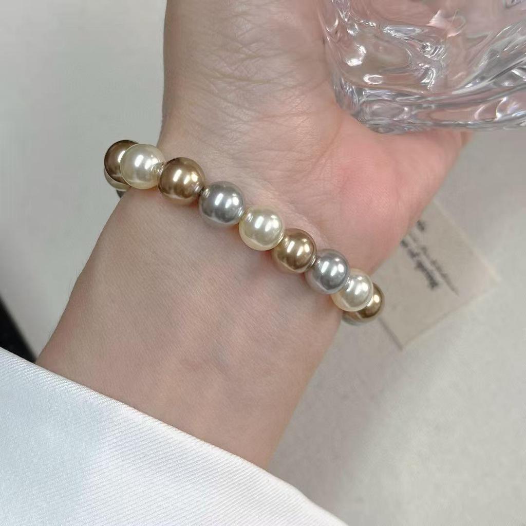 10 мм Высококачественный Французский Нишевый Золотой Миларовый Браслет с Листьями Клена и Смешанными Кристаллами и Жемчугом