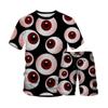 Men's 3D Printed T-shirt and Shorts Set, Halloween Designed Two-piece Suit, Men's Street Clothing, Summer Fashion