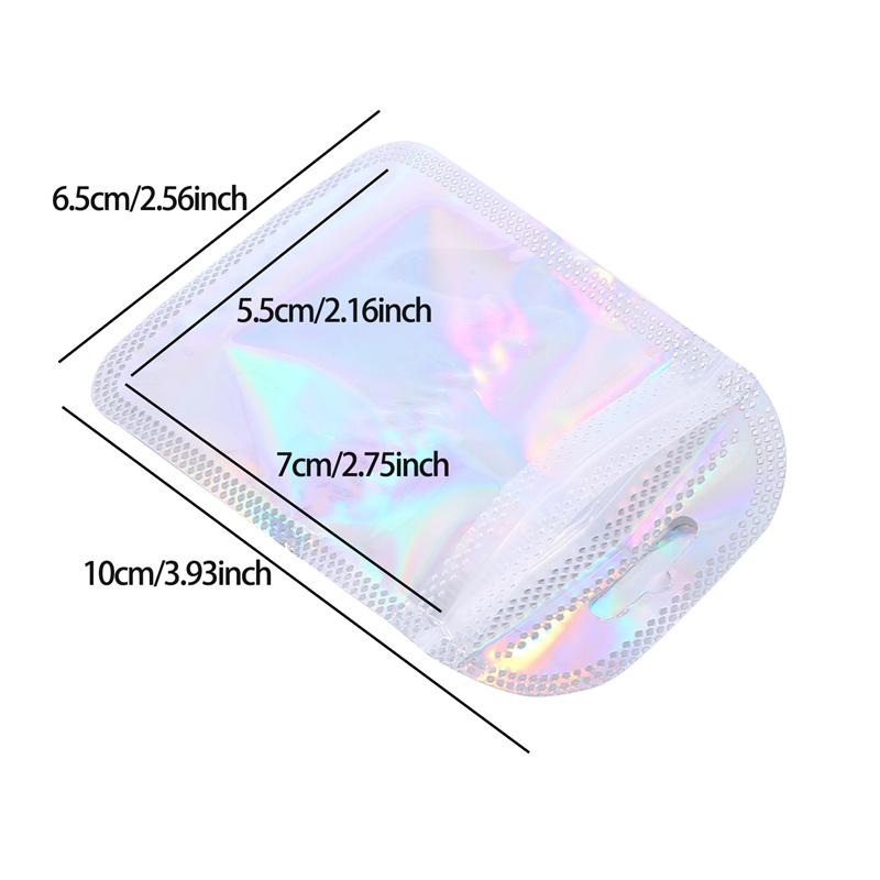 50pcs Thicken Ziplock Bags Resealable opp Bags Holographic Laser Color Plastic Pouch for Jewelry Display Packaging Storage Bag