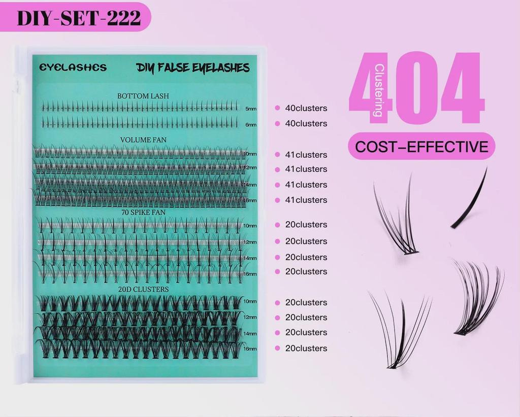 404 Clusters Large-Capacity Lower Eyelashes: DIY Mixed Small Devil Single Cluster False Lashes