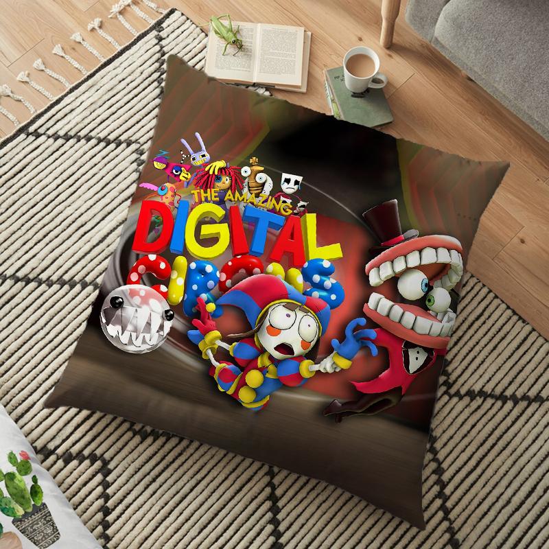The Amazing Digital Circu Cushion Cover Ponmi Jax Clown Pillowcase Square Pillowcase Home Office Decoration Pillow Case 45cm