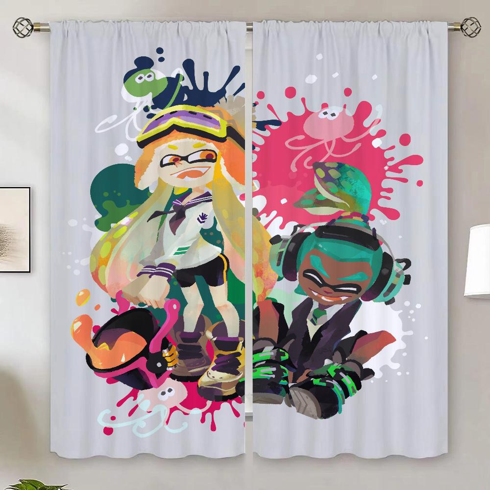 Splatoon Kitchen Curtains for Living Room 2 Elegant Pieces Blackout Curtain 100% Cheap Things With Free Shipping for Home Blinds
