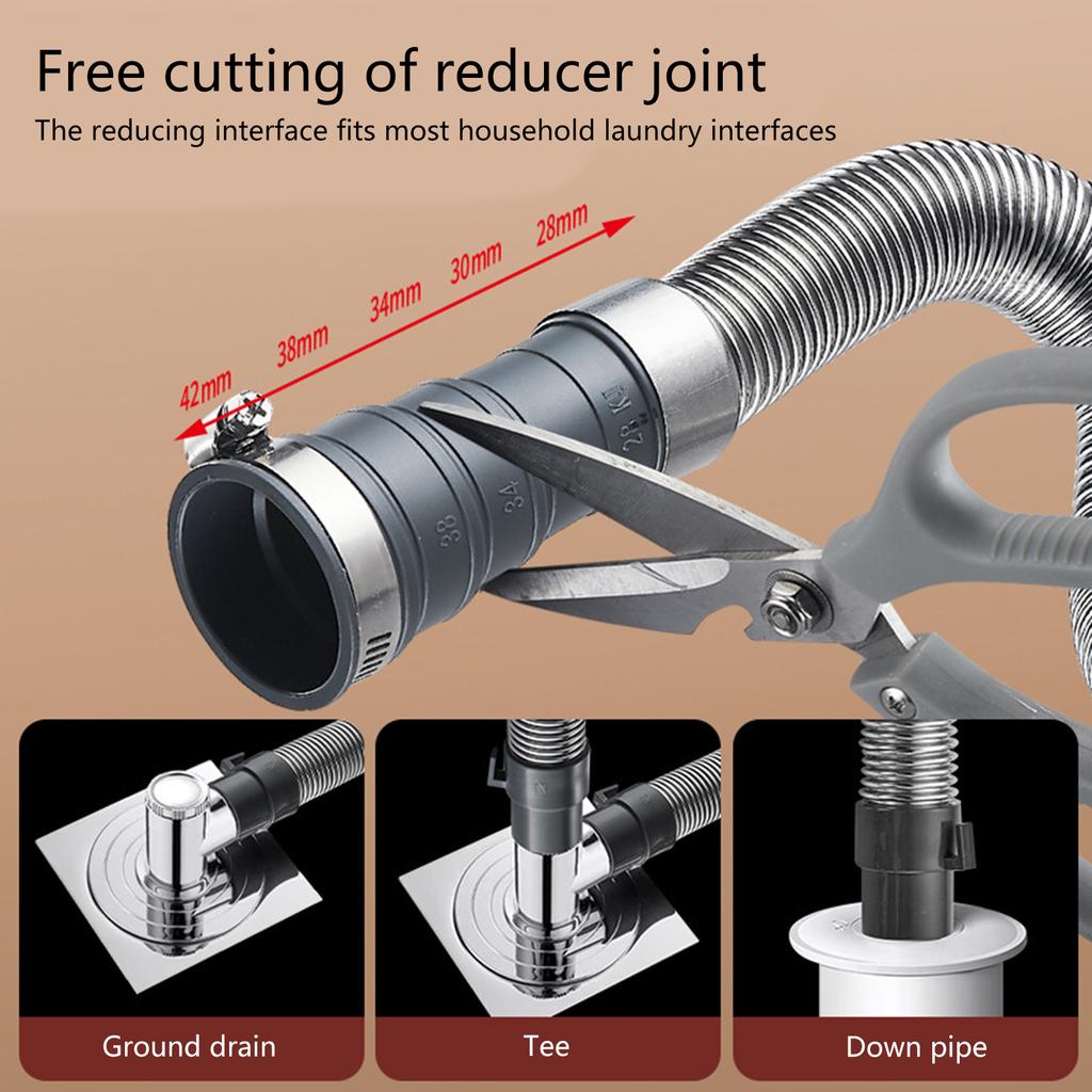 Washing Machine Drain Hose Washing Machine Drain Tube Stainless Steel Texture Suitable for Home and Commercial Use