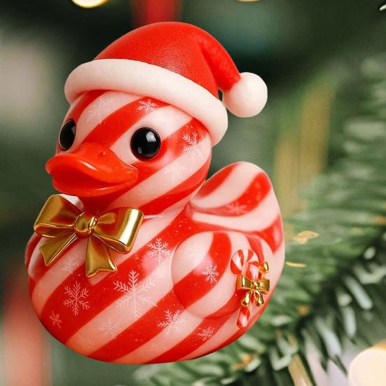 1/3Pcs Duck Ornament Handmade Texture Festive Christmas Decoration with Gift Bowknot Crutch Decor Xmas Duck Statue