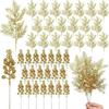 5Pcs Solid Color Christmas Pine Branches Glitter Fake Plants  Desktop Living Room Decor