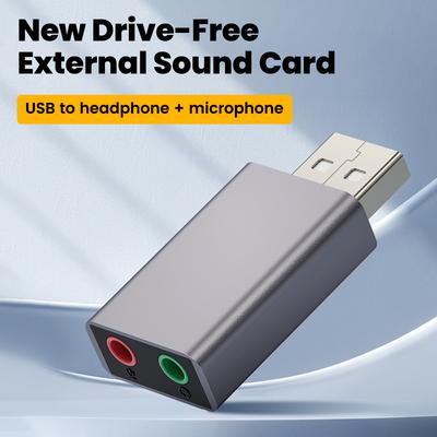 Мини Внешняя USB на 3,5 мм Звуковая карта Микрофонный разъем Разъем для наушников Стерео Гарнитура Звуковая карта Аудиоадаптер Интерфейс для динамика для ПК Ноутбука