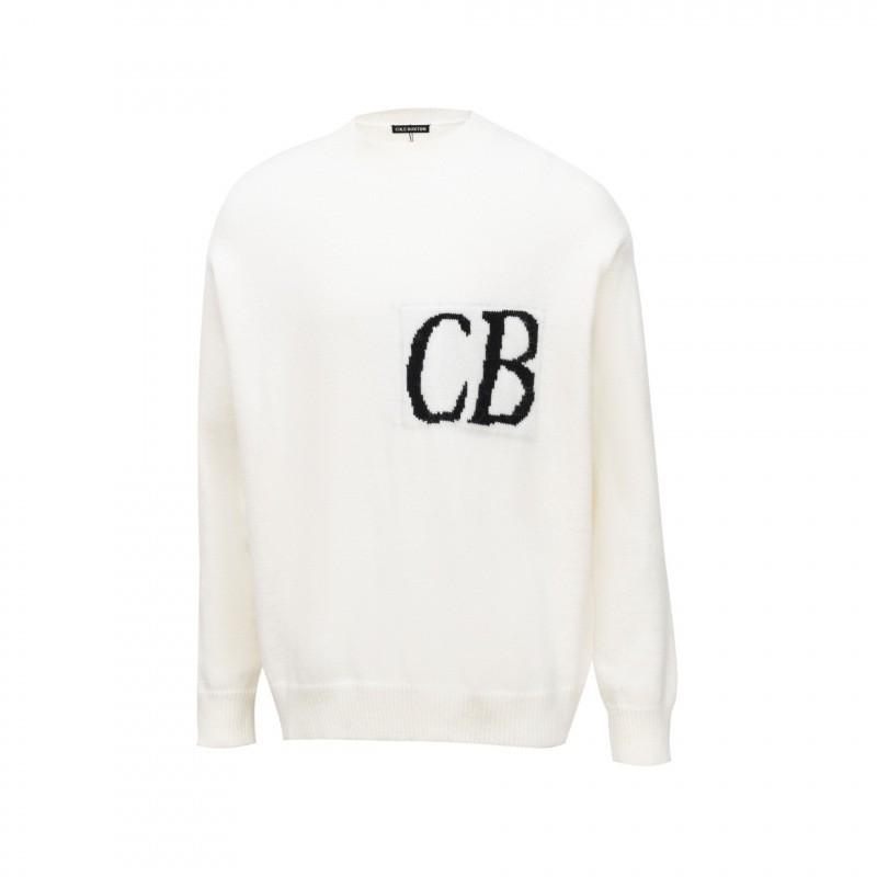 Unisex Oversized Crewneck Knit Sweater With Jacquard Streetwear Casual Cotton Pullover