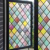 Bathroom Glass Door Window Privacy Films Translucent Glass Window Film Colorful Lattice Window Tint Stickers Rainbow Glass Decals Household Supplies