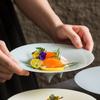 High Foot Fruit Plate Hotel Restaurant Main Course Salad Dessert Plate Creative Home Ceramic Dining Plate Steak Plate Tableware