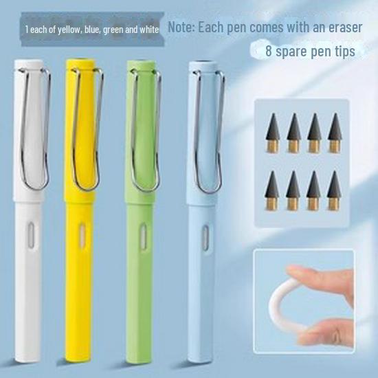 Нетоксичный, не требующий заточки, бесконечный по стиранию, стираемый и долговечный ученический карандаш.