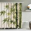 Creative Bamboo Shower Curtain - HD Printed Waterproof Bathroom Curtain Natural Bamboo Leaf Pattern Home Decor
