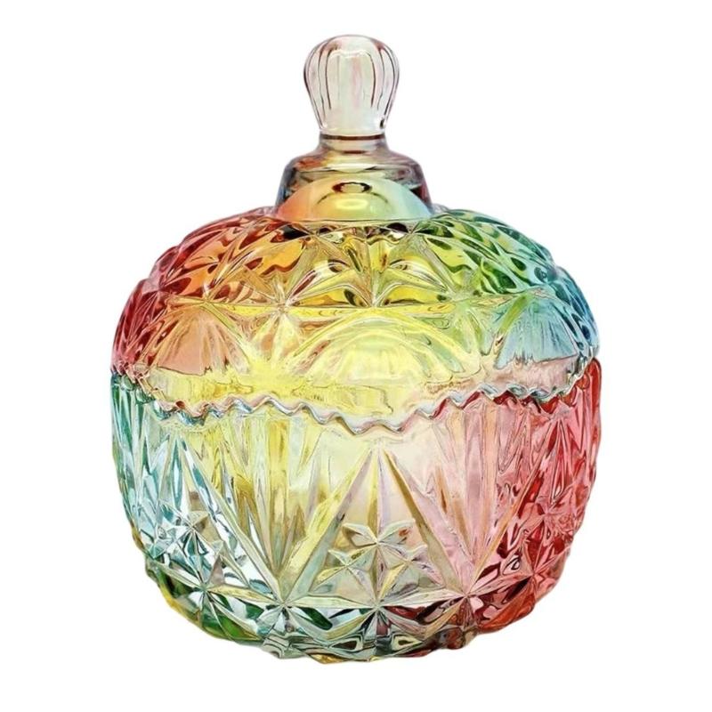 Художественный стеклянный контейнер для сахара ручной работы с ярким цветом, портативный для хранения и демонстрации еды