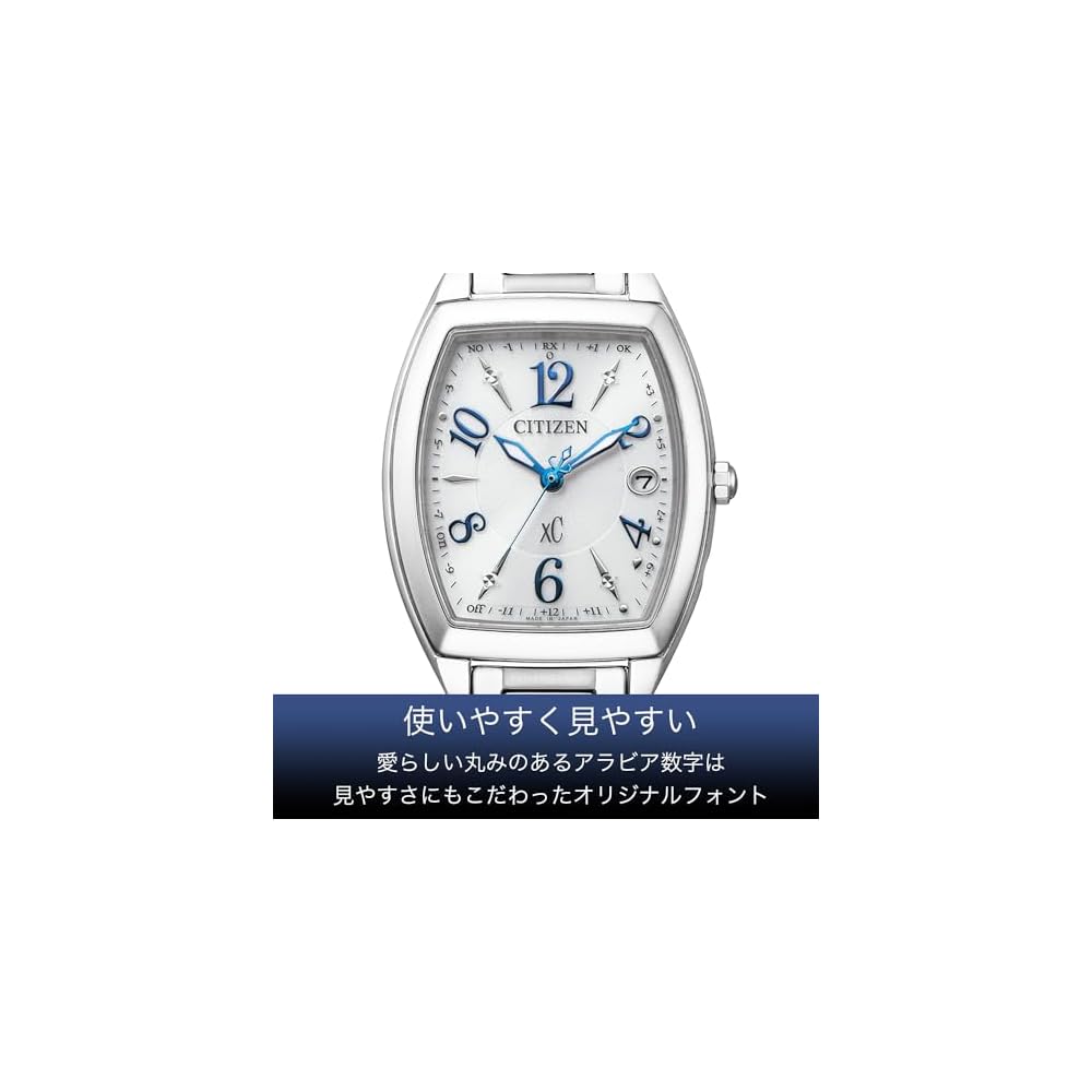 Аналоговые часы Citizen xC Eco-Drive Серебристо-белые с синими стрелками Водонепроницаемые Легко читаемые Женские Деловые Подарок