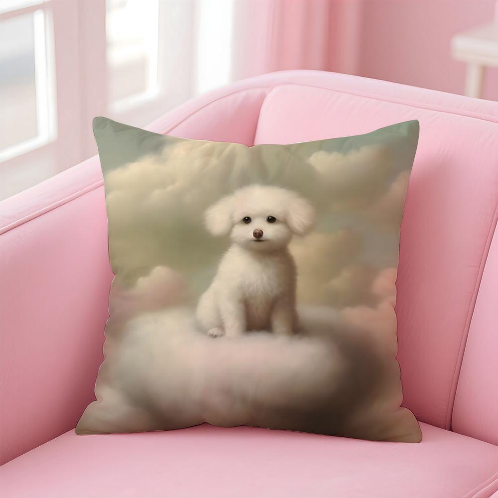 NICE CUTE Bichon Frise dog Cushion Cover Pillow Case Soft Friendly Fabric  Concealed Zipper