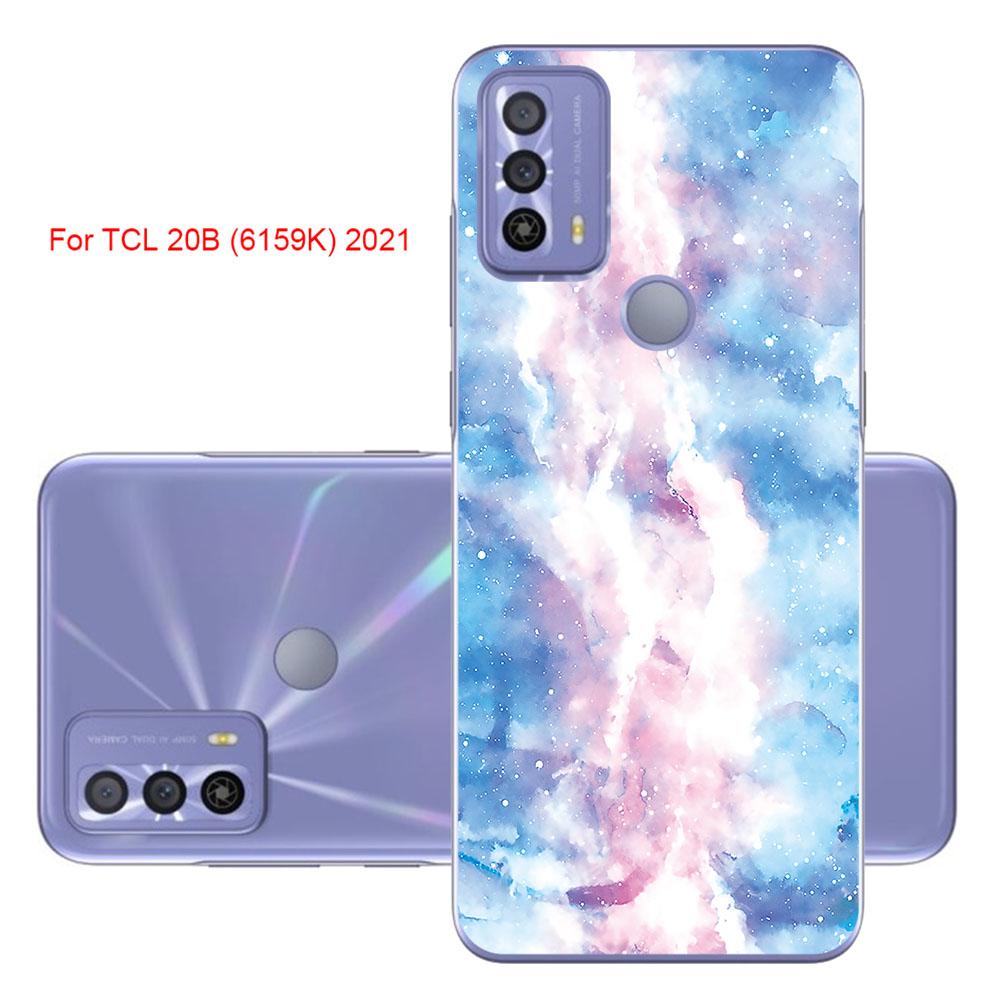 Сумки и чехлы для телефонов TCL 20B (6159К) 2021 6,52-дюймовый чехол из мягкого силикона, модная мраморная сумка с струйной росписью