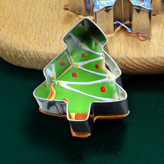 5Pcs Christmas Cookie Cutters Set Santa Tree Snowflake Gingerbread Men Snowman Shape Cookie Molds Reusable Baking Tool for Home Kitchen Bakery