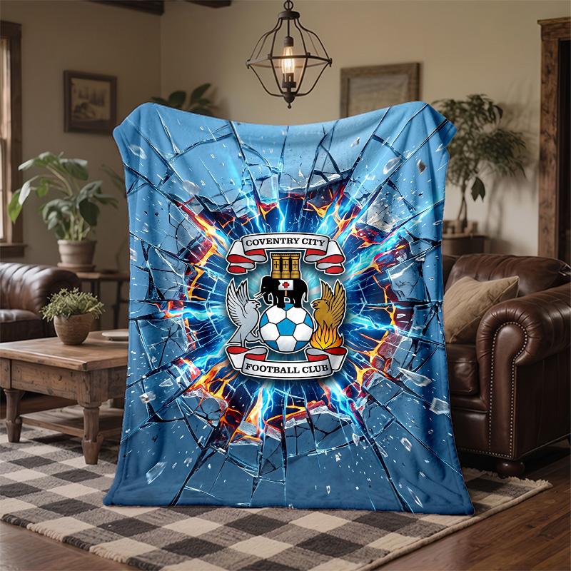 Coventry City Football Print Flannel Blanket Soft Warm Sofa Bed Throw Blanket For Home Office Bedroom