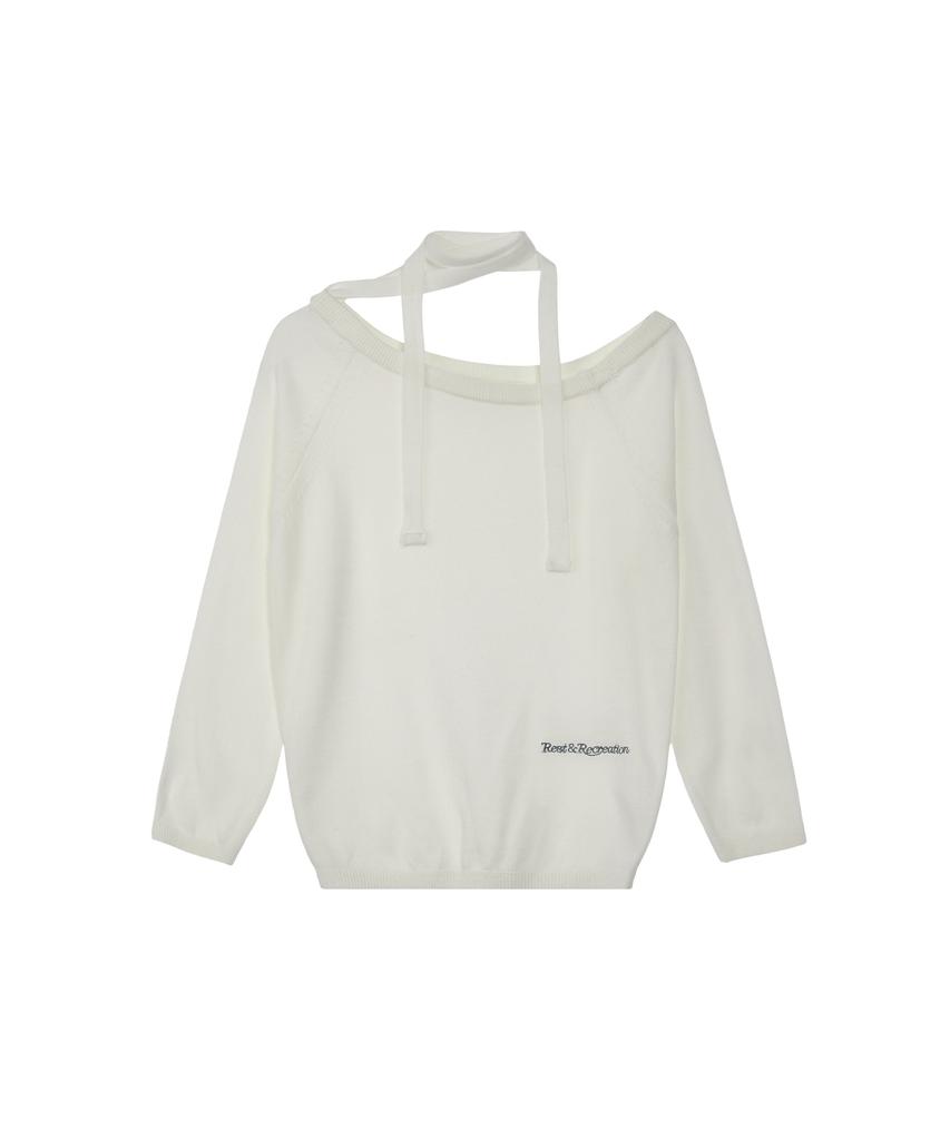 REST&RECREATION One-Shoulder Knit Top - Ivory