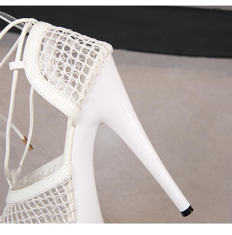 Женские туфли на шпильке, дышащие модные сандалии на шнуровке, серия 181, каблук 20 см, платформа 10 см LFD