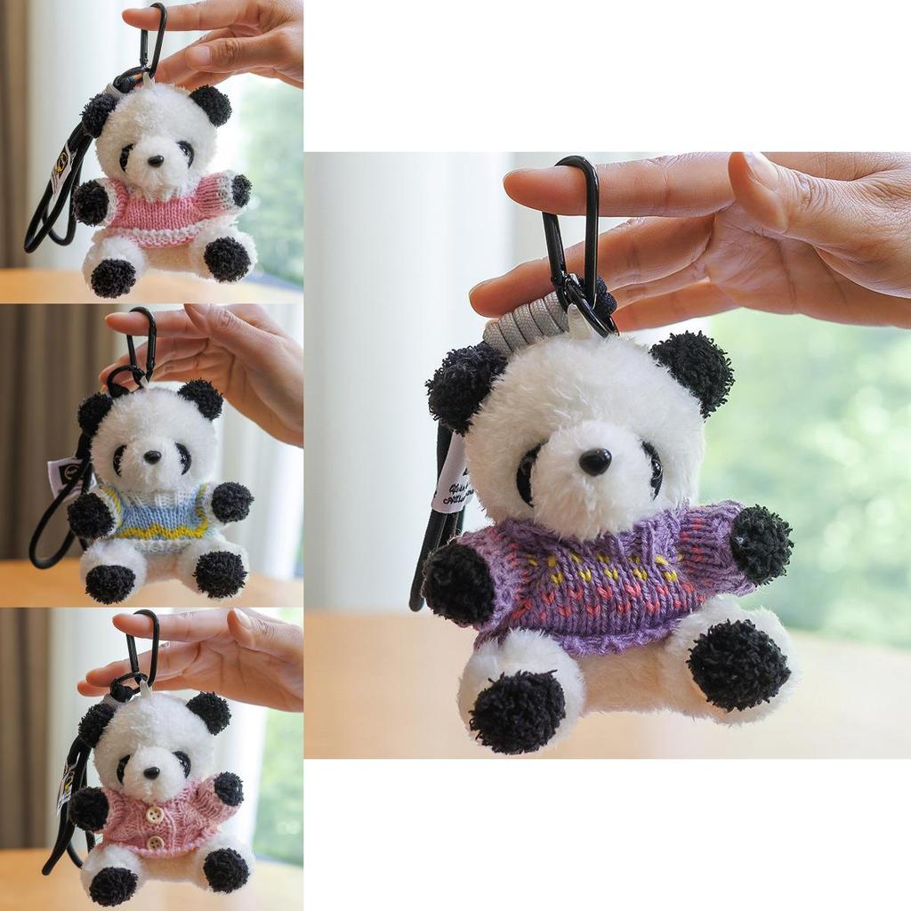 Colorful Panda Plush Keychain With Pp Cotton Filling For Girls And Kids