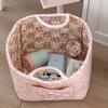 Airfriend Vintage Floral Organizers Basket With Handle Portable Home Room Quilted Foldable Storage Basket For Snack Clothes Toys