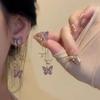 Romantic Purple Butterfly Drop Earrings for Women Shiny Rhinestone Crystal Long Tassel Earrings Delicate Wedding Party Jewelry