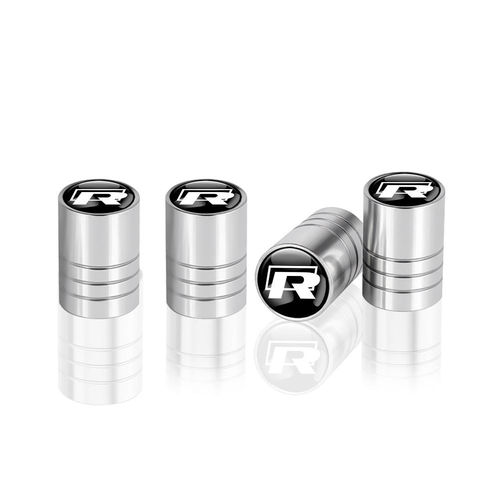 4Pcs Car Metal Wheel Tire Air Valve Dust Caps Accessories With Logo For Volkswagen Golf Rline Passat GTI Sagitar Scirocco Tiguan