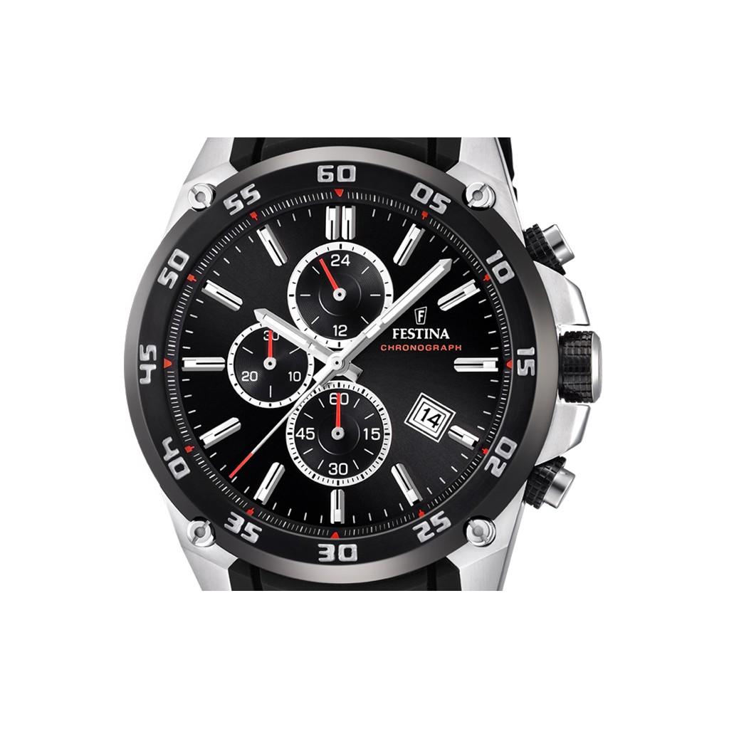 FESTINA Мужские часы The Originals с хронографом и каучуковым ремешком, черный циферблат, кварцевые F20330-5 100M