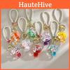 Acrylic Colorful Bead Bear Keyring With Pearl Chain For Children Gift And Celebration